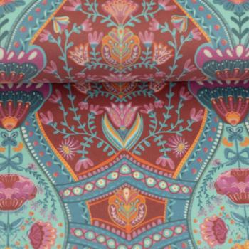 Preview: Dekodruck Boho Velvet Samt Blumen, Ranken Kupfer by Bienvenido von Swafing